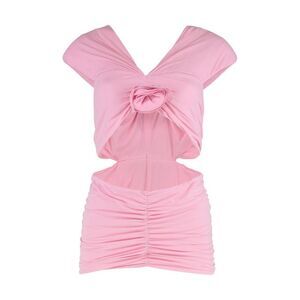 MAGDA BUTRYM Draped Cut-Out Ruched Mini Dress with Floral Embellishment Women